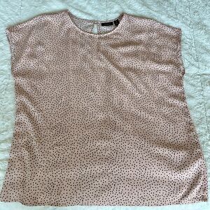 Halogen pale pink/black polka dots blouse XL